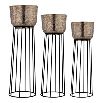 Eglo - К-кт 3x Метална саксия черен/златист