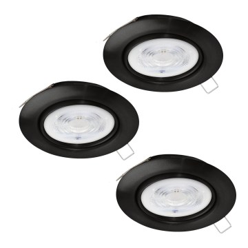 Eglo - К-кт 3xLED Лампа за вграждане в баня 1xGU10/4W/230V IP44 черен