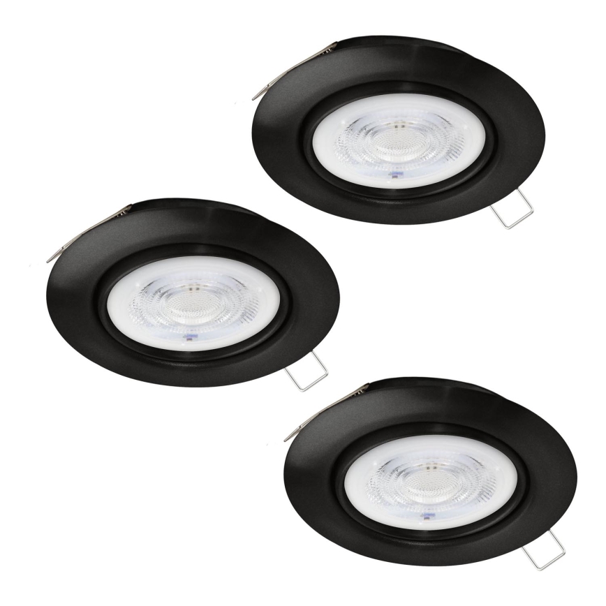 Eglo - К-кт 3xLED Лампа за вграждане в баня 1xGU10/4W/230V IP44 черен