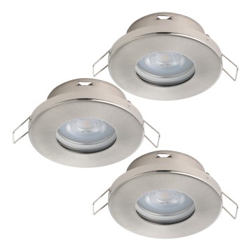 Eglo - К-кт 3xLED Лампа за вграждане в баня 1xGU10/4W/230V IP44 матов хром