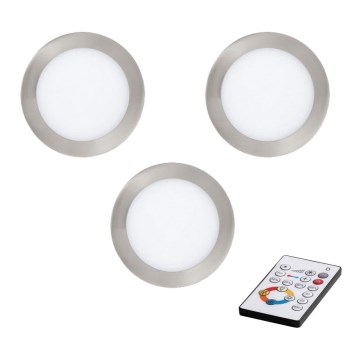 Eglo - Комплект 3x LED димируеми вградени таванни осветителни тела TINUS LED/6W/12/230V + дистанционно управление