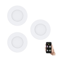 Eglo - КОМПЛЕКТ 3xLED димируемо вградено таванно осветително тяло FUEVA-Z LED/2,8W/230V IP44 диаметър 8,5 cm
