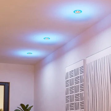 Eglo - Комплект от 3 LED RGBW димируеми вградени таванни осветителни тела за баня LED/3,8W/230V 2700-6500K IP44 + дистанционно управление