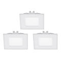 Eglo - Комплект от 3 вградени LED осветителни тела FUEVA 1 LED/2,7W/230V 8,5x8,5 cm