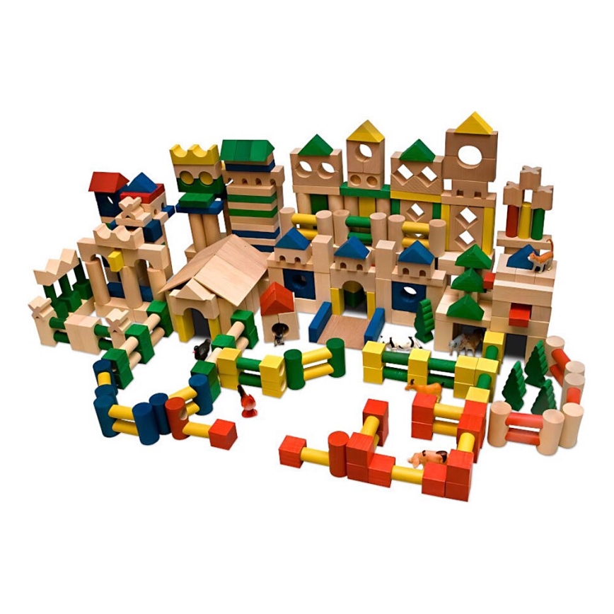 EkoToys - Дървени блокчета цветен 500 бр. бук