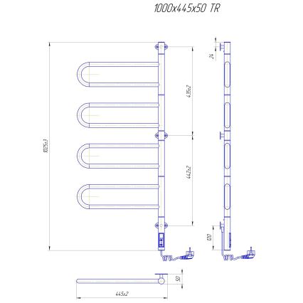 Електрически въртящ се сушилник за кърпи TRISTAR 105W/230V 100x44,5 cm IP44 неръждаема стомана/черен