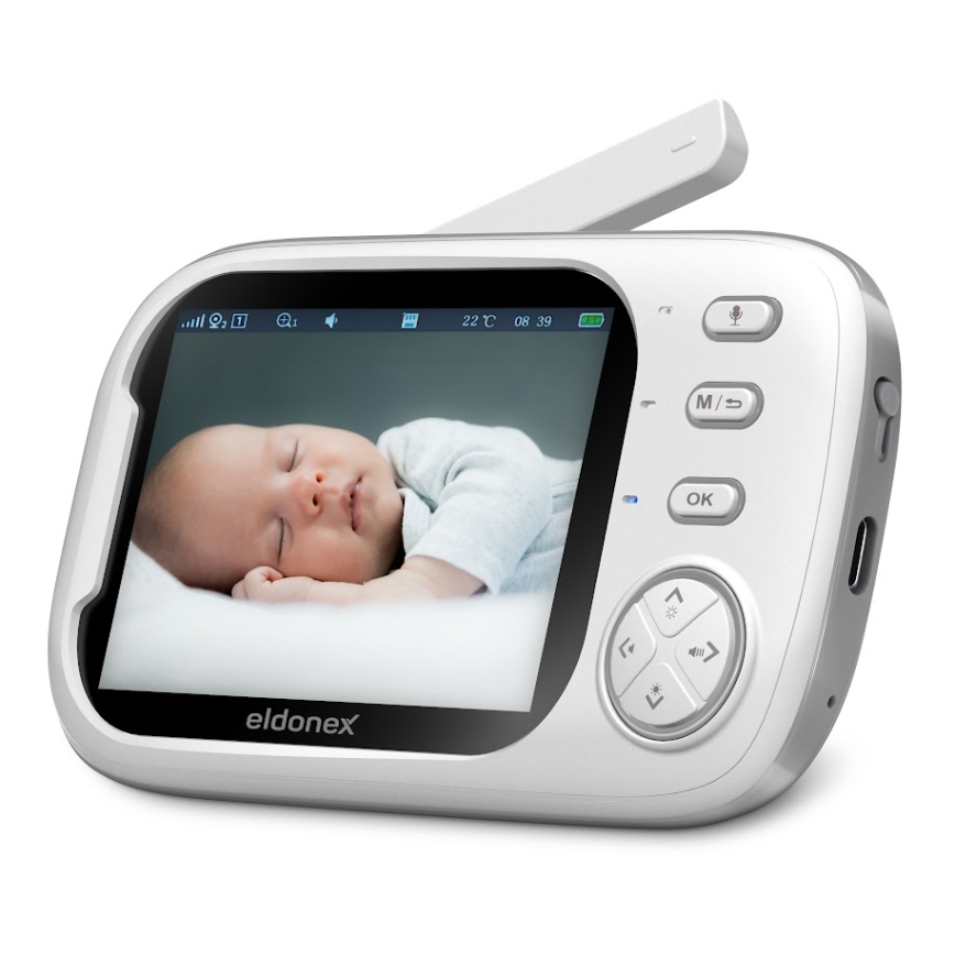 ELDONEX EBM-1010-WH - Детска бебефон с монитор 5V/2000 mAh