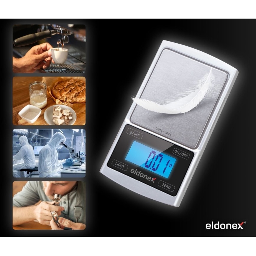 ELDONEX EKS-4040-SL - Прецизен кантар 2xCR2032 сребрист