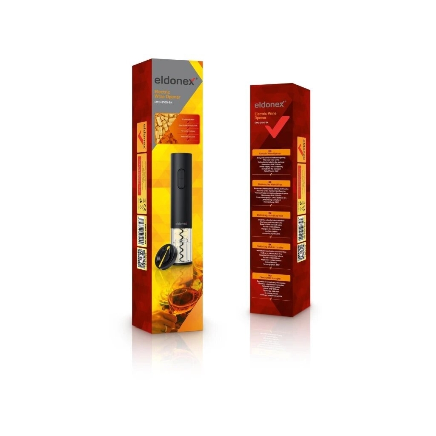 ELDONEX EWO-2100-BK - Електрическа отварачка за вино 4xAA черен