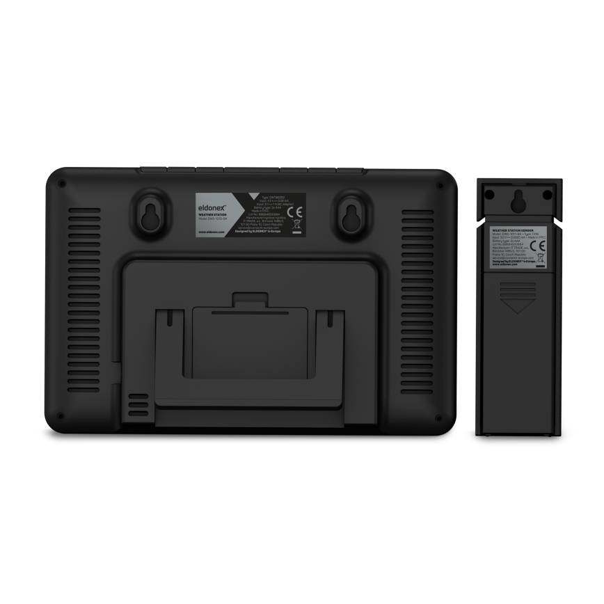 ELDONEX EWS-1010-BK - Метеорологична станция с LCD дисплей 2xAAA черен
