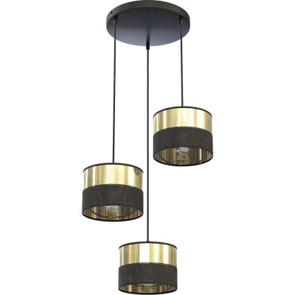 Елегантен полилей на кабел LUX 3xE27/15W/230V черен/златист
