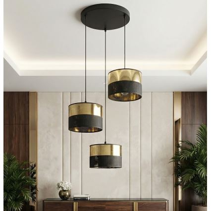 Елегантен полилей на кабел LUX 3xE27/15W/230V черен/златист