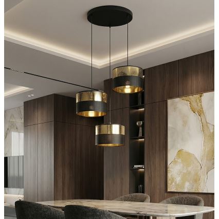 Елегантен полилей на кабел LUX 3xE27/15W/230V черен/златист