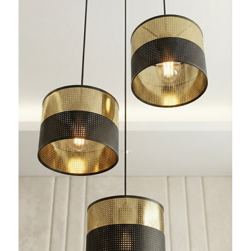 Елегантен полилей на кабел LUX 3xE27/15W/230V черен/златист