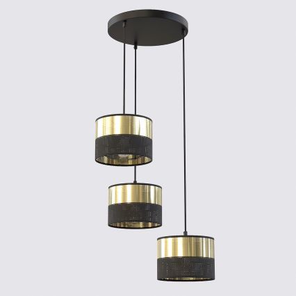 Елегантен полилей на кабел LUX 3xE27/15W/230V черен/златист