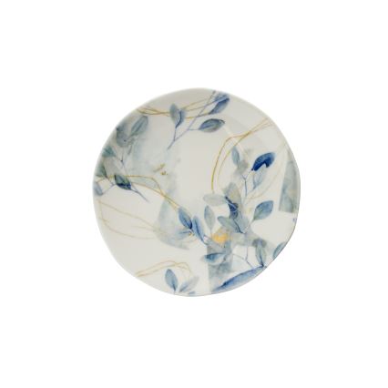 Елегантен порцеланов комплект за хранене, 24 части — бял/син