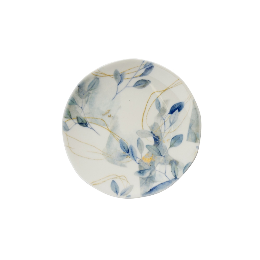 Елегантен порцеланов комплект за хранене, 24 части — бял/син