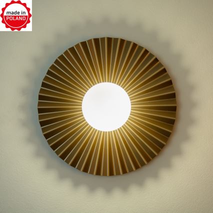 Елегантно стеннo осветително тяло SUNPLISS 1xG9/10W/230V, диаметър 35 см, златисто/кремаво