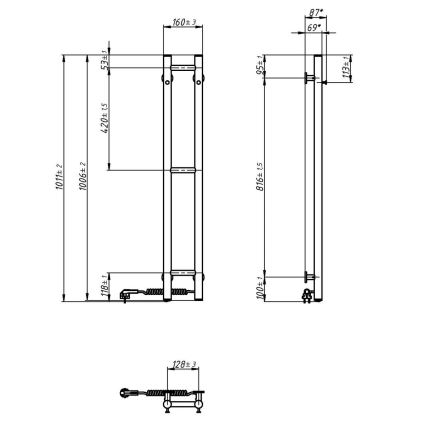 Електрическа сушилня за кърпи SILOUETTE 187W/230V 101,1 см IP44 бял дeсен кръгла