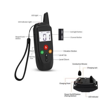 Електрически нашийник за дресировка на кучета 52 см 500m 3,7V 300 mAh IP67
