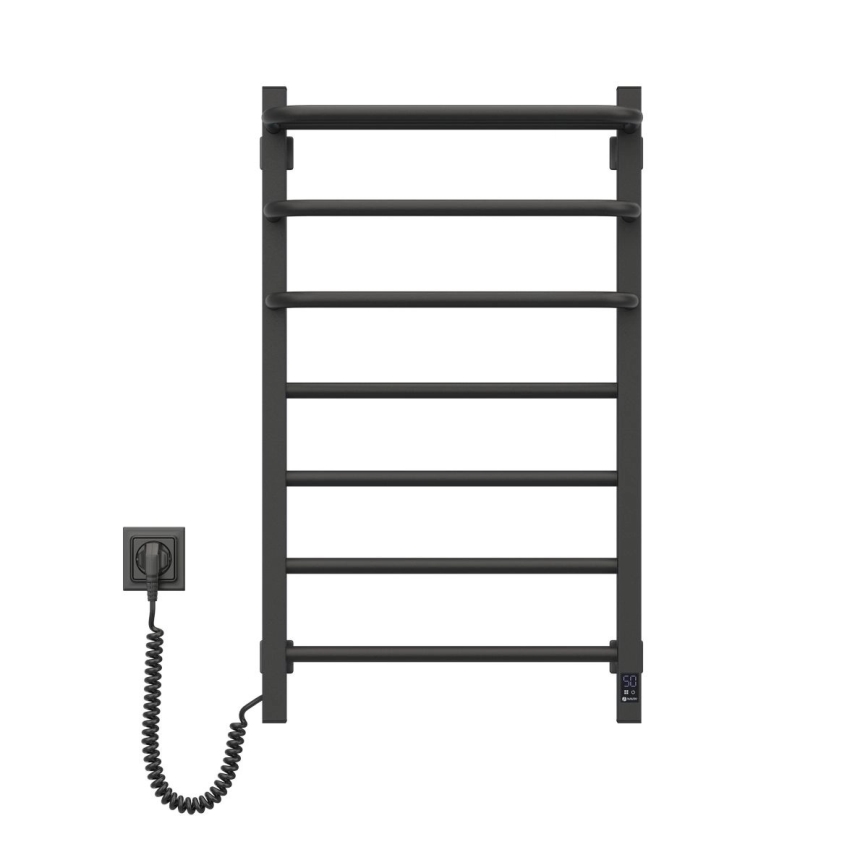 Електрически радиатор за баня с термостат FORTIS 350W/230V 80,6 см IP44 черен, ляв