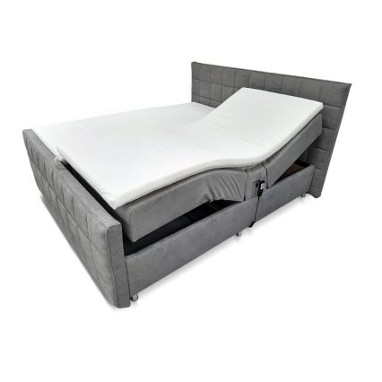 Електрически регулируемо тапицирано легло с матраци и топ матрак HELEN 180x200 см сив