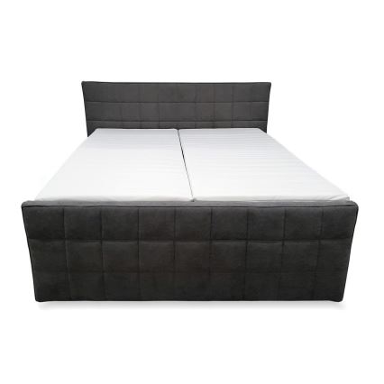 Електрически регулируемо тапицирано легло с матраци и топ матрак HELEN 180x200 см сив