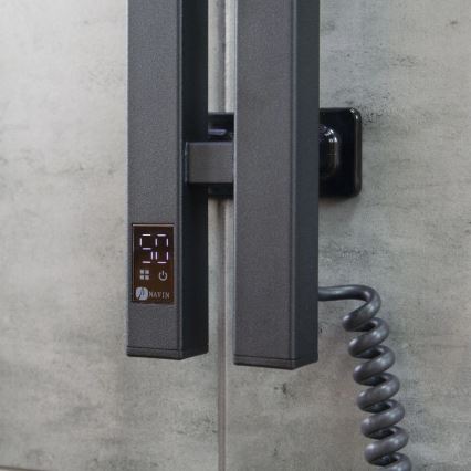 Електрически сушилник за кърпи с термостат SILOUETTE 200W/230V 150,6cm IP44, черен, десен