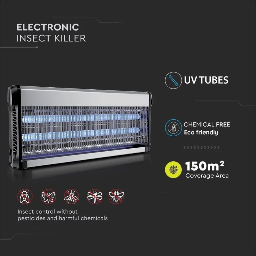 Електрически уред за борба с насекоми 2x20W/230V 150 м²