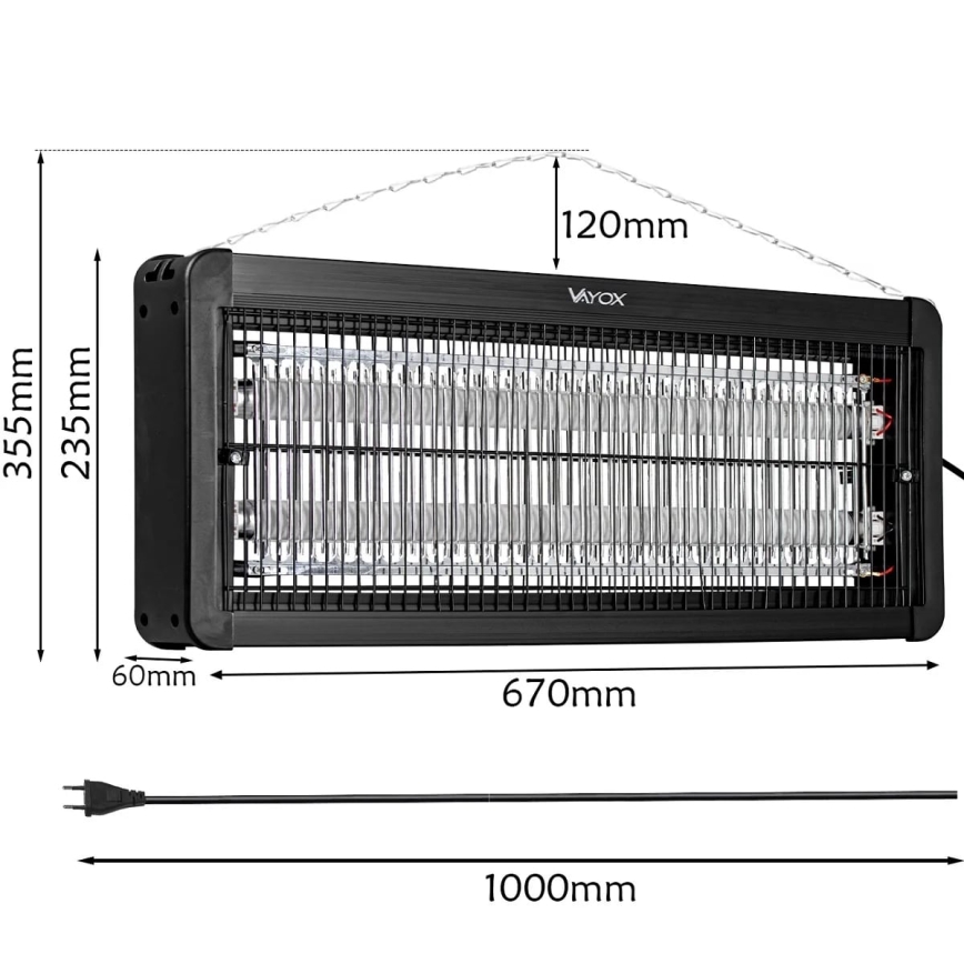 Електрически уред за борба с насекоми 2x20W/230V 180 м²