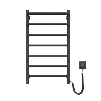 Електрическо оборудване за баня радиатор с термостат FORTIS 350W/230V 80,6 см IP44 черен дeсен ъглов