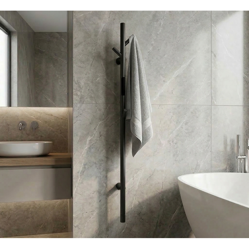 Електрическа лира за кърпи 118 см, 30 Вт, черна