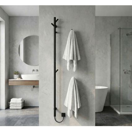 Електрическа лира за кърпи, 172 см, 46 W, черна