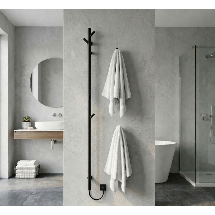 Електрическа лира за кърпи, 172 см, 46 W, черна