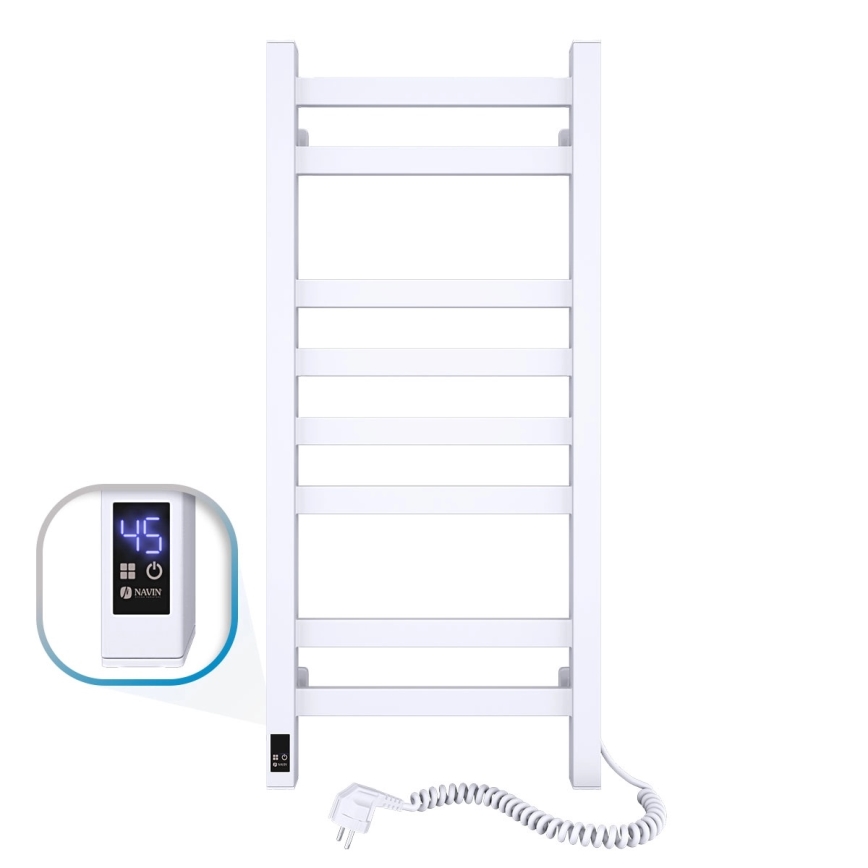 Електрически отопляем кърподържач с термостат AVANGARD 105W 80x36 cm бял дясен