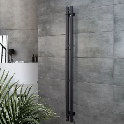 Електрически отопляем кърподържач с термостат SILOUETTE 106W 150x9 cm, черен, десен