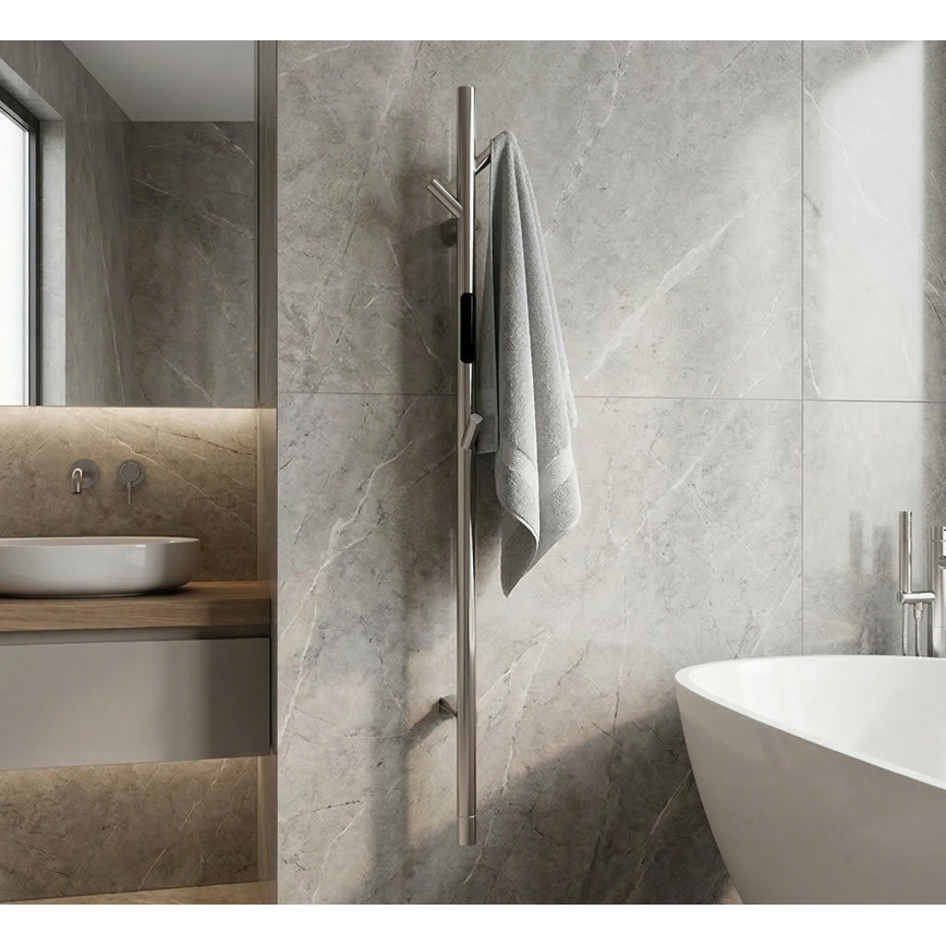 Електрически прътов сушилник за кърпи, 118 см, 30 W, от неръждаема стомана