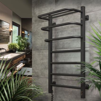 Електрически радиатор за баня с термостат FORTIS 350W/230V 80,6 см IP44 черен, ляв