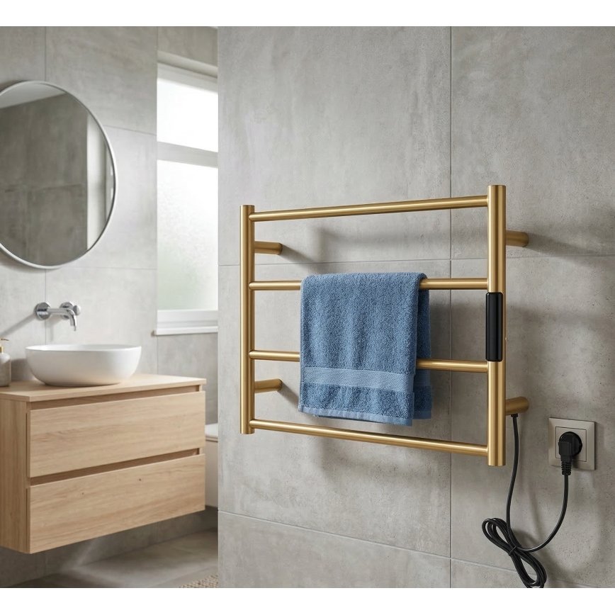 Електрически сушилник за кърпи 56x37 см, 36 W, неръждаема стомана/златно