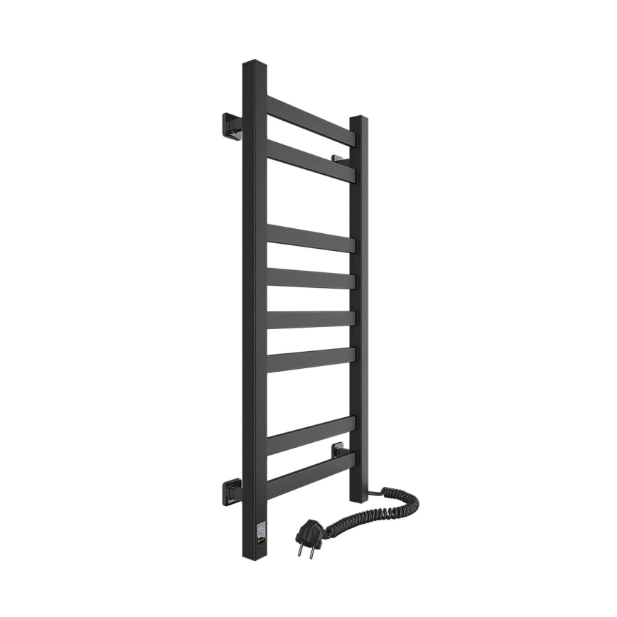 Електрически сушилник за кърпи с термостат AVANGARD 105W 80x36 cm, черен, десен