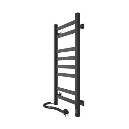 Електрически сушилник за кърпи с термостат AVANGARD 105W 80x36 cm черен ляв