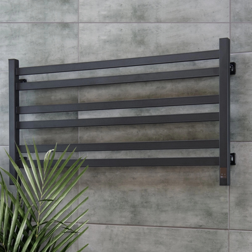 Електрически сушилник за кърпи с термостат AVANGARD 181W 50x90 cm черен ляв