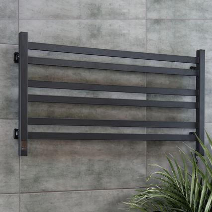 Електрически сушилник за кърпи с термостат AVANGARD 181W, 50x90 см, черен, десен
