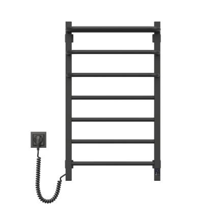 Електрически сушилник за кърпи с термостат FORTIS, 155 W, 80 x 48 см, черен, ляв