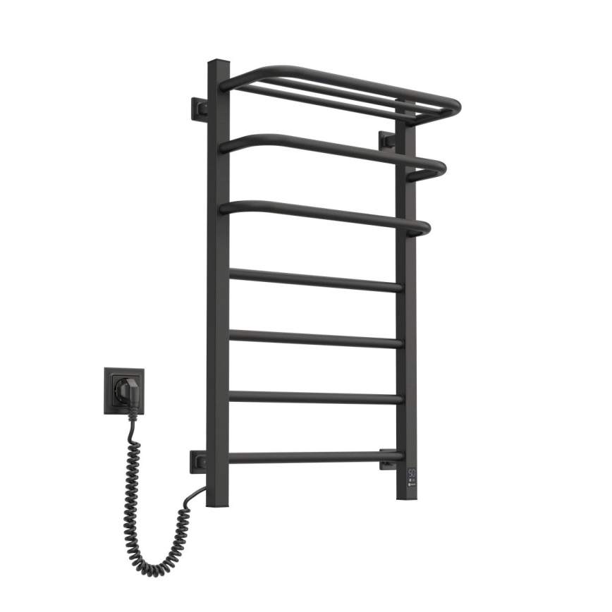Електрически сушилник за кърпи с термостат FORTIS, 155 W, 80 x 48 см, черен, ляв