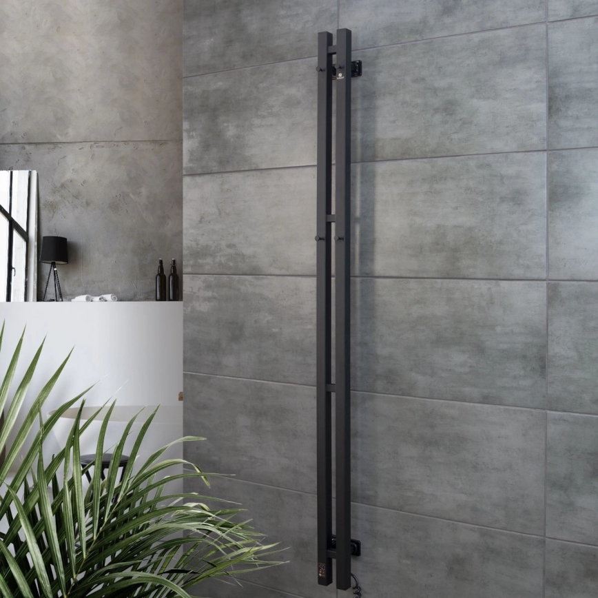 Електрически сушилник за кърпи с термостат SILOUETTE 200W/230V 150,6cm IP44, черен, десен