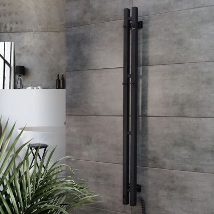 Електрически сушилник за кърпи с термостат SILOUETTE 70W 120x9 cm, черен, десен