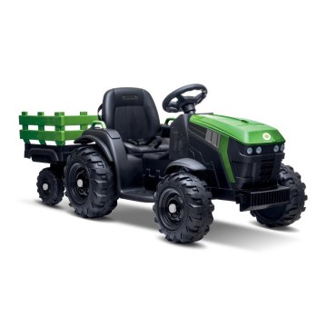 Електрически трактор с ремарке 2x30W/7000 mAh черно/зелено + дистанционно управление