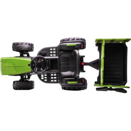 Електрически трактор с ремарке 2x30W/7000 mAh черно/зелено + дистанционно управление