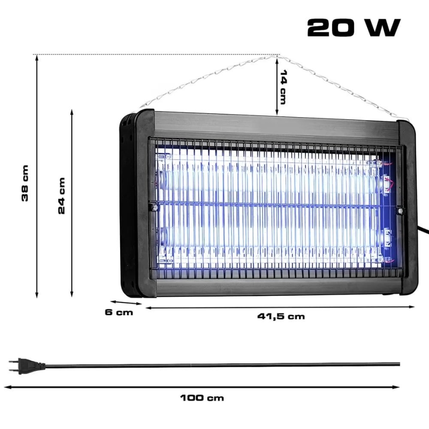 Електрически уред за борба с насекоми 2x10W/230V 100 м²